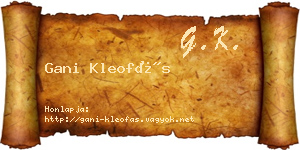 Gani Kleofás névjegykártya